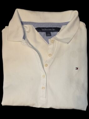 Tommy Hilfiger Men's Cream/White Polo with Flag Logo